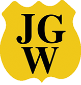 A gold shield logo for Jackson Glass Works