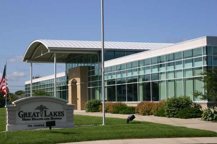 Glass facade at Great Lakes HealthCare in Jackson, MI