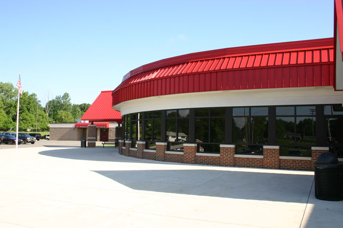A photo of the glass work at Vandercook High School